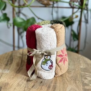 Festive Embroidered Hand Towels Set of 6